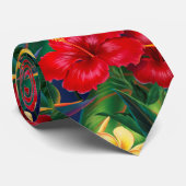 Tropisches Paradies Hibiskus Hawaiian zweiseitig Krawatte (Gerollt)