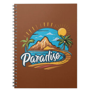 Tropisches Paradies-Insel-Logo-Kunst Notizblock