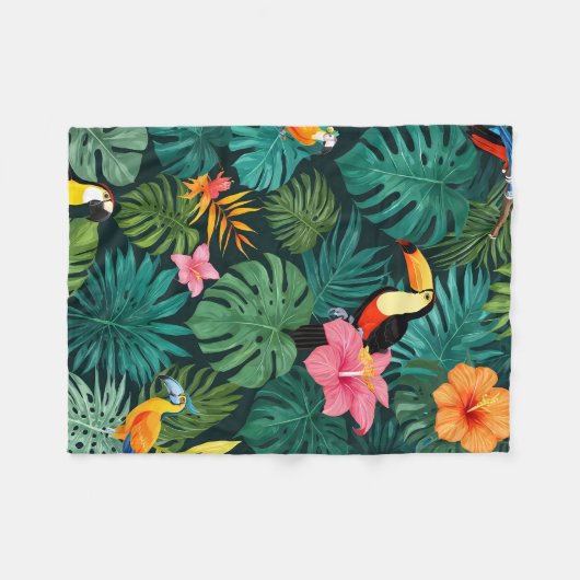 Tropisches Paradies-Jungle-Muster Fleecedecke (Vorderseite (Horizontal))