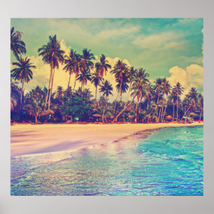 Tropisches Paradies: Meer, Hotel, Strand. Poster