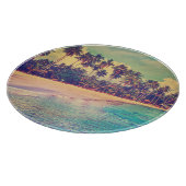 Tropisches Paradies: Meer, Hotel, Strand. Schneidebrett (Ecke)