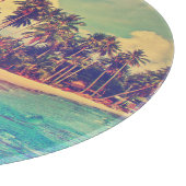 Tropisches Paradies: Meer, Hotel, Strand. Schneidebrett (Ecke)