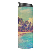 Tropisches Paradies: Meer, Hotel, Strand. Thermosbecher (Nach rechts gedreht)