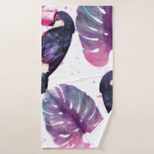 Tropisches Paradies mit Aquarellwiesen und Palmen Badehandtuch
