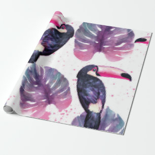 Tropisches Paradies mit Aquarellwiesen und Palmen Geschenkpapier