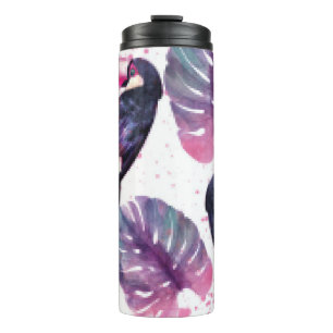 Tropisches Paradies mit Aquarellwiesen und Palmen Thermosbecher