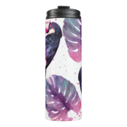 Tropisches Paradies mit Aquarellwiesen und Palmen Thermosbecher (Vorderseite)