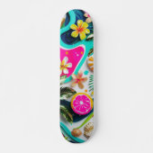 Tropisches Paradies mit bunten Blume und Obst Skateboard (Vorne)