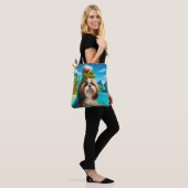 Tropisches Paradies mit Magnum Leinwand Tote Tag Tasche (Am Model)