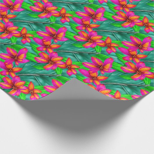 Tropisches Paradies, Muster Geschenkpapier (Ecke)