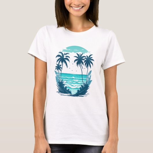 Tropisches Paradies: Palmen am Strand T-Shirt (Vorderseite)