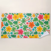 Tropisches Paradies - Palmenmuster Blätter und Hib Strandtuch (Vorderseite)