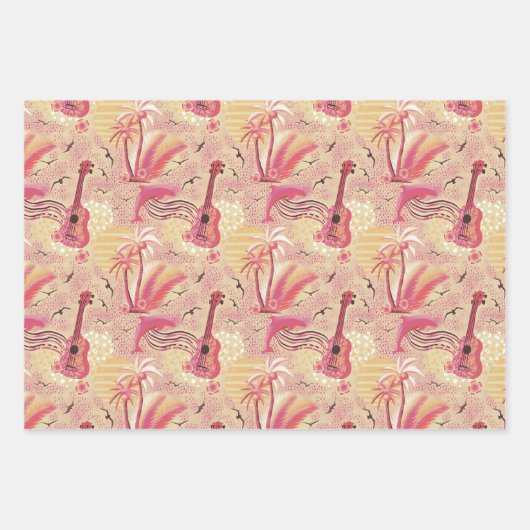 Tropisches Paradies pink Geschenkpapier Set (Vorderseite 3)