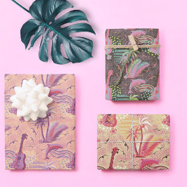 Tropisches Paradies pink Geschenkpapier Set