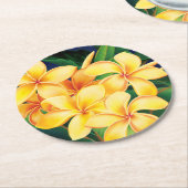 Tropisches Paradies Plumeria Hawaiian Runder Pappuntersetzer (Angewinkelt)