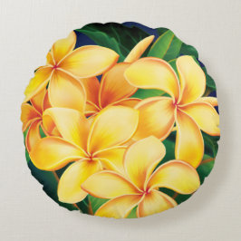 Tropisches Paradies Plumeria Hawaiian Rundes Kissen