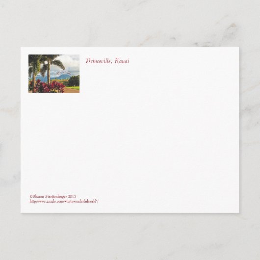 "Tropisches Paradies"/Princeville, Kauai Postkarte (Rückseite)