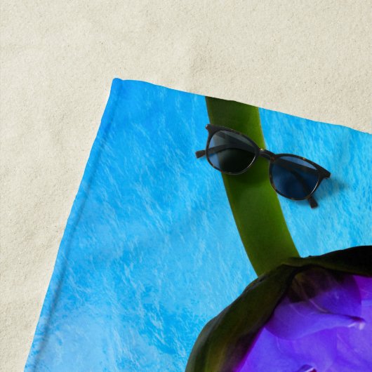 "Tropisches Paradies-" Quadrat-lila blaues Strandtuch (Beispiel)