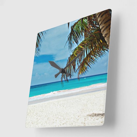 Tropisches Paradies Quadratische Wanduhr (Winkel)