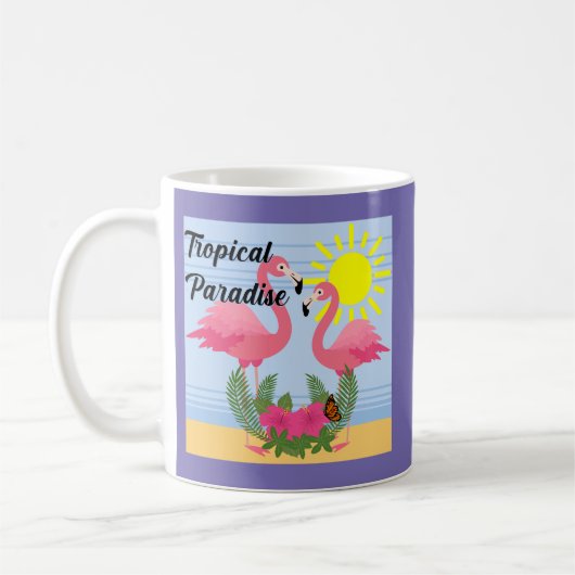 Tropisches Paradies Rosa Flamingo - Klassische Tas Kaffeetasse (Links)