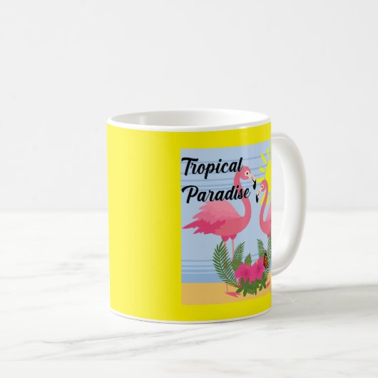 Tropisches Paradies Rosa Flamingo - Klassische Tas Kaffeetasse (VorderseiteRechts)