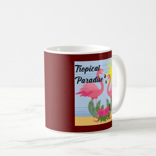 Tropisches Paradies Rosa Flamingo - Klassische Tas Kaffeetasse (VorderseiteRechts)