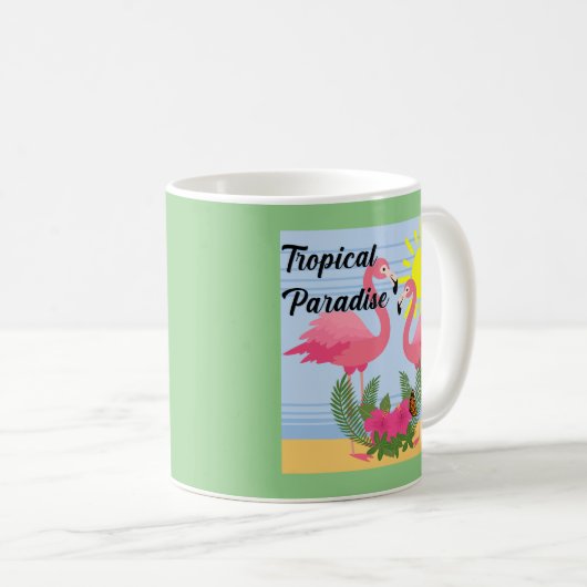 Tropisches Paradies Rosa Flamingo - Klassische Tas Kaffeetasse (VorderseiteRechts)