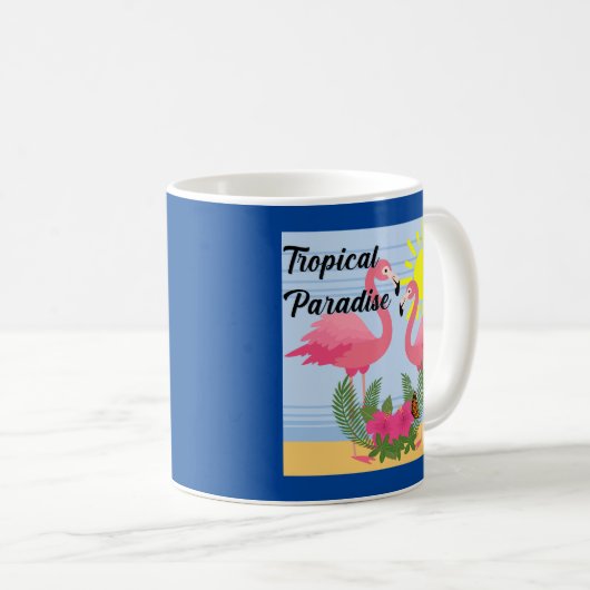 Tropisches Paradies Rosa Flamingo - Klassische Tas Kaffeetasse (VorderseiteRechts)