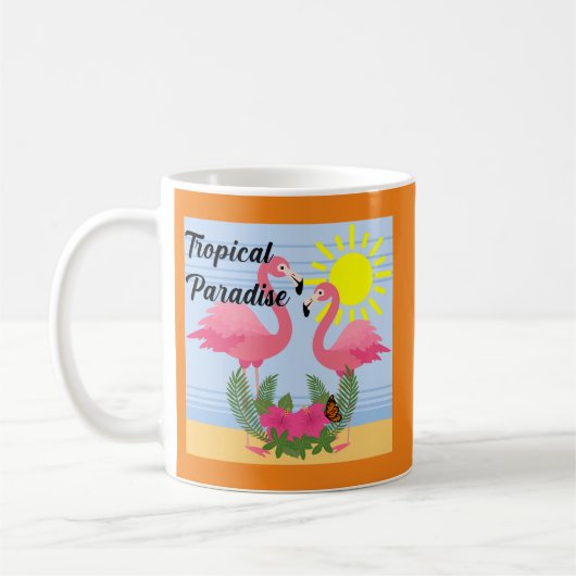 Tropisches Paradies Rosa Flamingo - Klassische Tas Kaffeetasse (Links)
