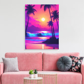Tropisches Paradies: Rosa Sonnenuntergang mit Palm Leinwanddruck (Insitu (Wohnzimmer))