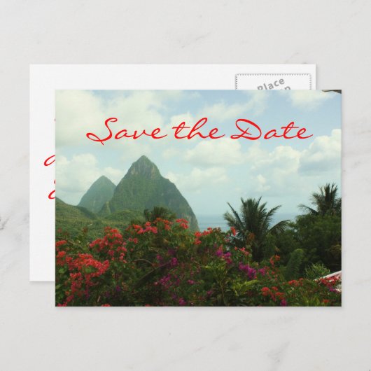 Tropisches Paradies Save the Date Postkarte (Vorne/Hinten)