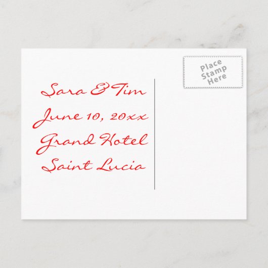 Tropisches Paradies Save the Date Postkarte (Rückseite)