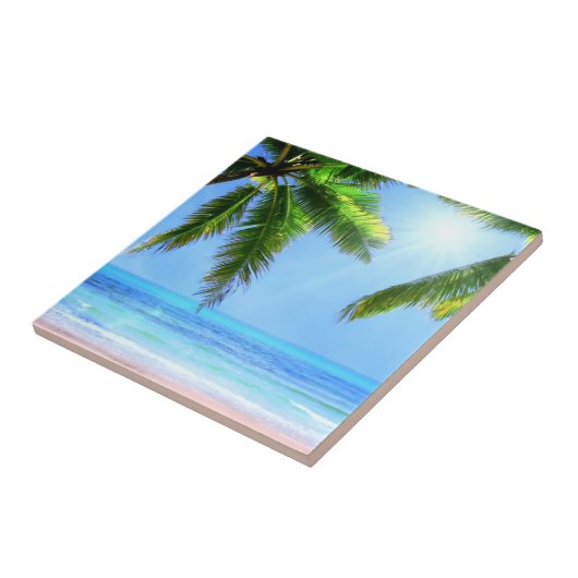 Tropisches Paradies - Schöner Strand, Palmen Fliese (Seite)