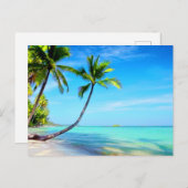 Tropisches Paradies Schöner Strand und Palmen Postkarte (Vorne/Hinten)