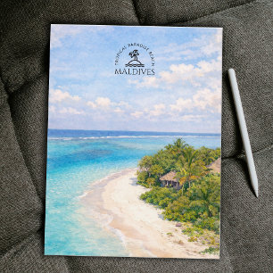 Tropisches Paradies Strand, Malediven Aquarell Postkarte