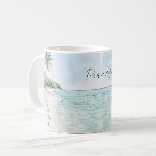 Tropisches Paradies Strand Palmen Kaffeetasse (Vorderseite Links)