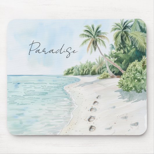 Tropisches Paradies Strand Palmen Mousepad (Vorne)