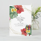 Tropisches Paradies Vögel Brautparty Einladung (Stehend Vorderseite)