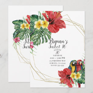 Tropisches Paradies Vögel Floral Botanisch Sweet 1 Einladung