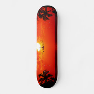 Tropisches Paradies Wasser Strand Sonnenuntergang Skateboard