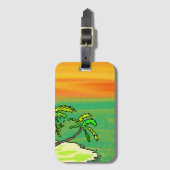 Tropisches Paradies Wüsteninsel Orange Sunset Gepäckanhänger (Vorderseite Vertikal)
