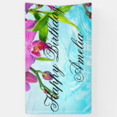 Tropisches Paradies,Zen,Ruhe,Orchideen,blaues Wass Banner (Vertikal)