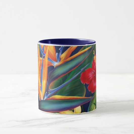 Tropisches Paradies Zwei-Töne-Navy-Tasse Tasse (Zentrum)