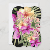 Tropisches Party aus schwarzem Hot Pink-Hibiskus Einladung (Rückseite)