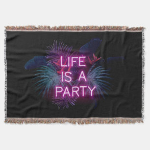 Tropisches Party, Blätter aus Neonpalmen. Decke