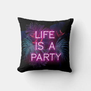 Tropisches Party, Blätter aus Neonpalmen. Kissen