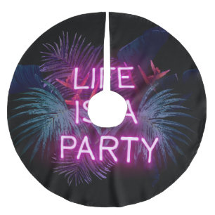 Tropisches Party, Blätter aus Neonpalmen. Polyester Weihnachtsbaumdecke