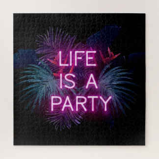 Tropisches Party, Blätter aus Neonpalmen. Puzzle