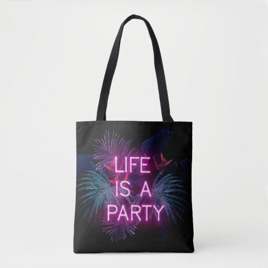 Tropisches Party, Blätter aus Neonpalmen. Tasche (Vorderseite)