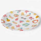 Tropisches Party des Pools Pappteller (Schrägansicht)